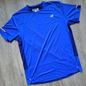Men's blue New Balance x Flywheel lightweight exercise shirt, size L